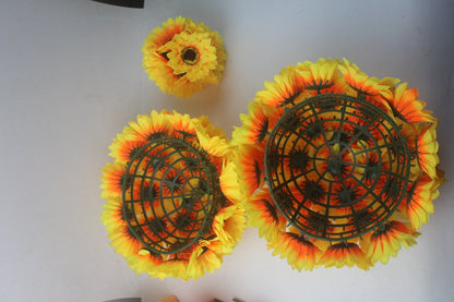 Sonnenblumen-Hochzeits-Kussball mit Blumen, Durchm. 5,5"/7,5"/9,5" Gänseblümchen-Pompom für Hochzeits-Mittelstücke, Brautparty