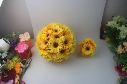 Sonnenblumen-Hochzeits-Kussball mit Blumen, Durchm. 5,5"/7,5"/9,5" Gänseblümchen-Pompom für Hochzeits-Mittelstücke, Brautparty