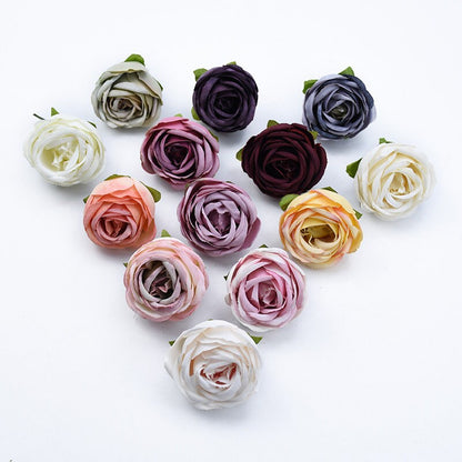 50 Heads Wedding Flowers Artificial Simulation Silk Peony Bud Rose Buds DIY Garland  Accessories Wedding Home DIY Decor Florals Diam.4cm