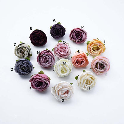 50 Heads Wedding Flowers Artificial Simulation Silk Peony Bud Rose Buds DIY Garland  Accessories Wedding Home DIY Decor Florals Diam.4cm