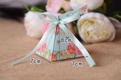 48pcs Trigonal Pyramidal Shape Boxes Baby Shower Bridel Shower Wedding Favor Box Candy Box Special Day Decor Souvenirs Love Sweet