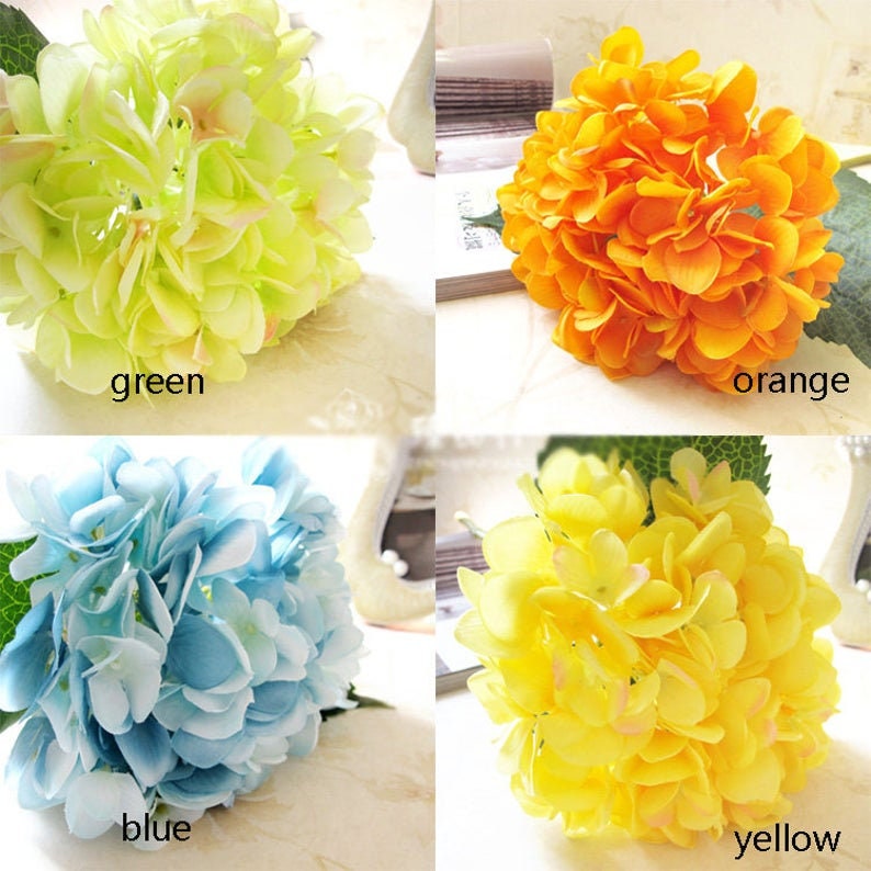 Light Blue Artificial Simulation Silk Hydrangea for Bridal Bouquet Special Event Table Centerpieces Arrangement Decor Flowers 10pcs