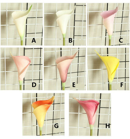 12 Stiele königliche Calla-Lilien-Kobaltblumen, echte Touch-Calla-Lilien, Latexblumen für Hochzeitsstrauß-Tischaufsätze