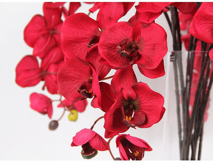 Dark Red Luxury Silk Flower Silk Butterfly Orchid Stem  37&quot; Tall  Wedding Table Centerpiece Butterfly Orchid Phalaenopsis