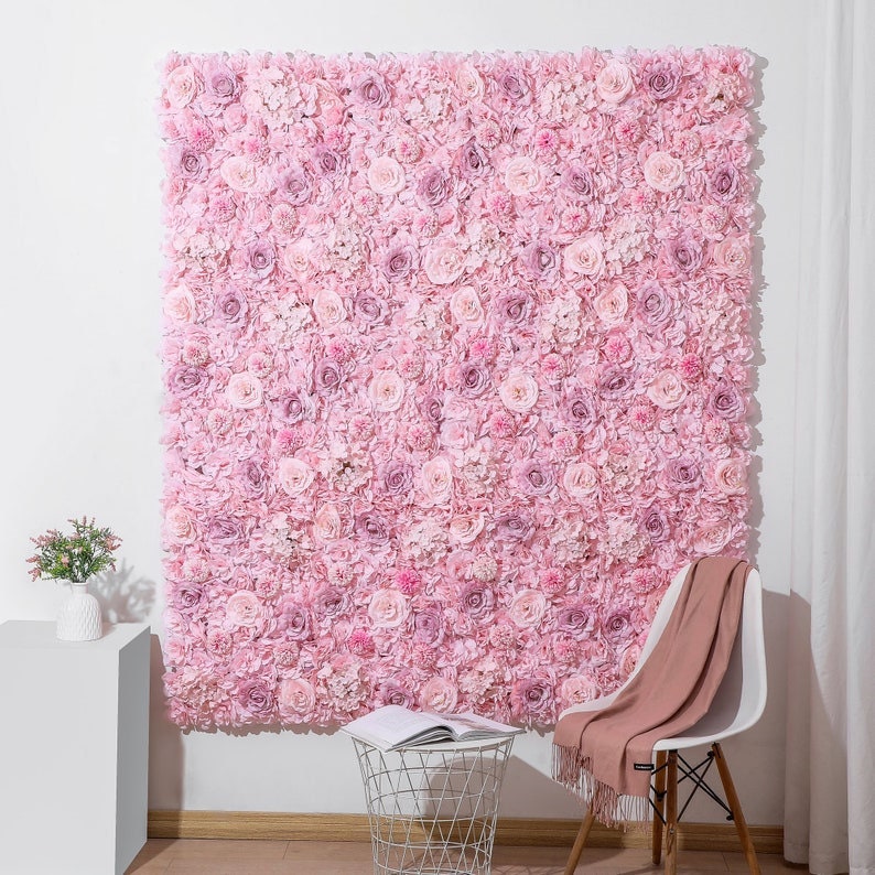 Candy Pink Flower Wall Artificial Flower Backdrops For Romantic Photography Baby Shower Bridal Shower Home Decor Panel 15.75X23.62inch