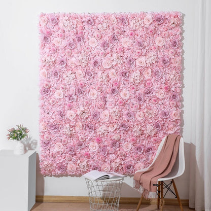 Candy Pink Blumenwand Künstliche Blumenhintergründe für romantische Fotografie Babyparty Brautparty Home Decor Panel 15,75X23,62 Zoll