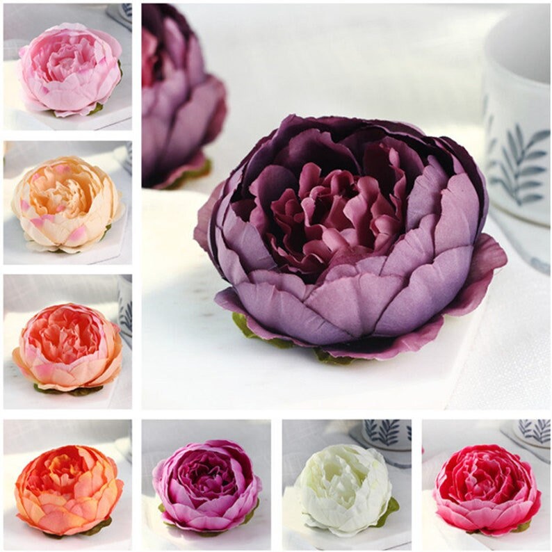 30Heads Wedding Peony Artifical Simulation Silk Rose Camellia Diam.10cm DIY Wedding Event Backdrop Decoration Floral