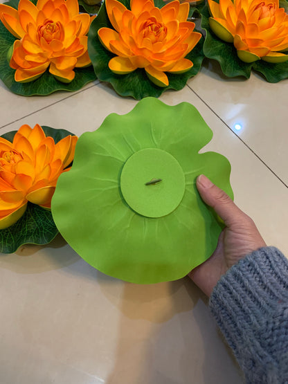 Orange PE Foam Lotus Flowers 6 PCS Diam.17cm Simulation Water Lily Floating Pool Fish Tank Pond Plants Wedding Home Garden Decoration