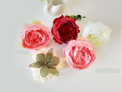 Blush Pink Artificial Simulation Silk Camellia Bud Flower Heads Wedding Brigal Baby Shower Decoration Flower DIY Flower Wall 10cm/24 P