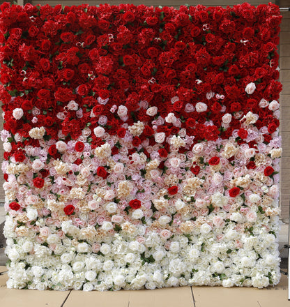 Gradual Color Artifical Flower Wall For Wedding Arrangement Event Salon Party Photography Backdrop Fabric Rolling Up Curtain Fabric Cloth