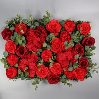 Rote Blumenwand für Hochzeitshintergrund, Arrangement, Dekoration, besonderes Ereignis, Brautparty, Fotografie, Dekor, florale Wandpaneele, 15,75 x 23,62 Zoll