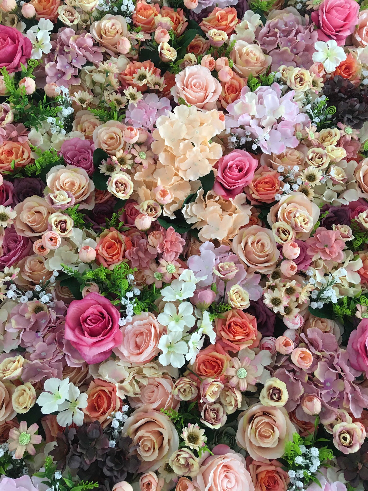 Romantic Fake Flower Wall for Wedding Photography Backdrop Simulation Rose for Special Event Party Decor Panel 15.75x23.62inch