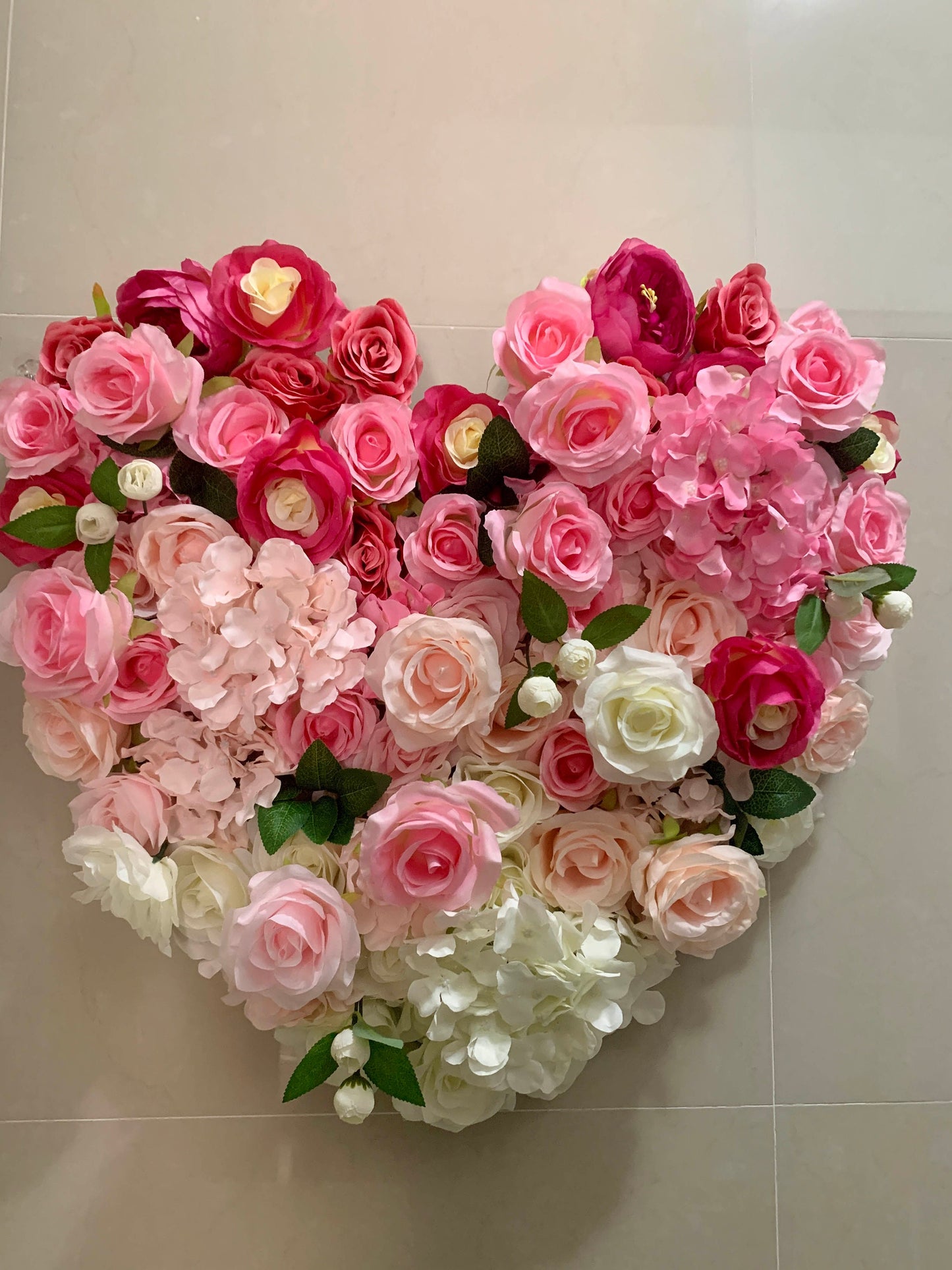 60cm Heart Fake Floral Wall Backdrop Panel for Wedding Arrangement Bridal Shower Event Salon Party Photography Accept Customize Colours