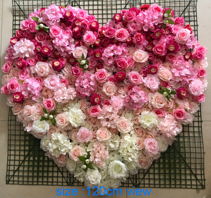 60cm Heart Fake Floral Wall Backdrop Panel for Wedding Arrangement Bridal Shower Event Salon Party Photography Accept Customize Colours