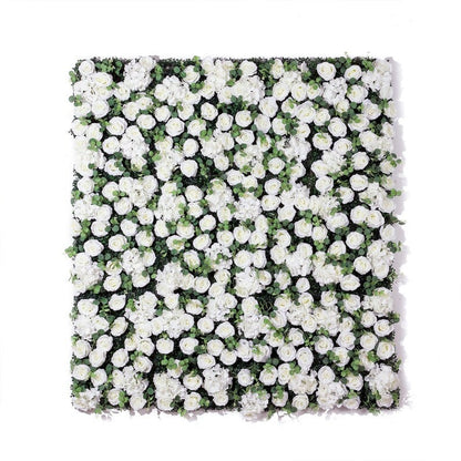 Weiß in Laub, Blumenwand, Zuhause, Geschäft, Party, Urlaub, Wanddekoration, Fotografie-Hintergrund, Eukalyptus-Rosen-Paneele, 15,75 x 23,62 Zoll