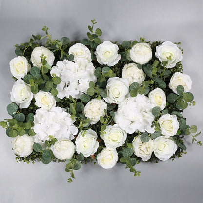 White in Foliage Flower Wall Home Shop Party Holiday Wall Decor Photography Backdrop Setting Eucalyptus Roses Panels 15.75 x23.62inch