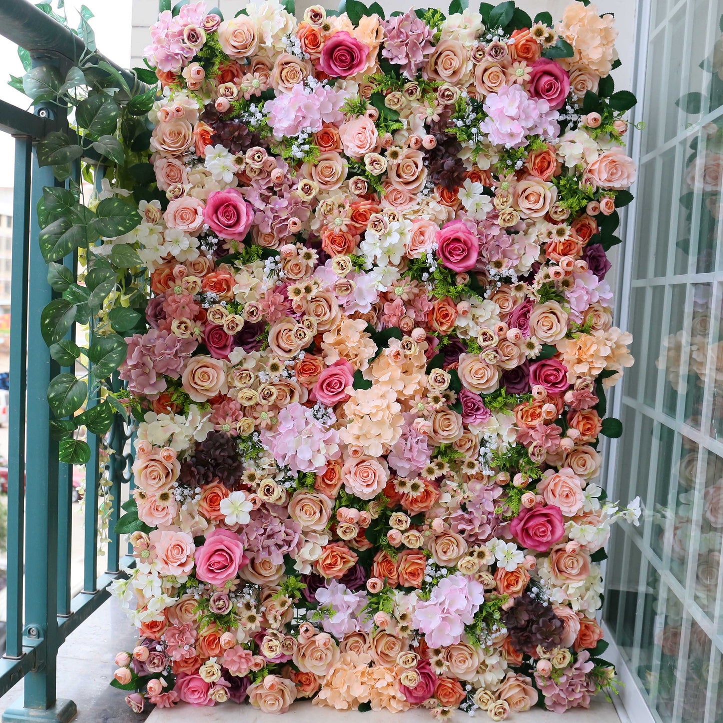 Romantic Fake Flower Wall for Wedding Photography Backdrop Simulation Rose for Special Event Party Decor Panel 15.75x23.62inch