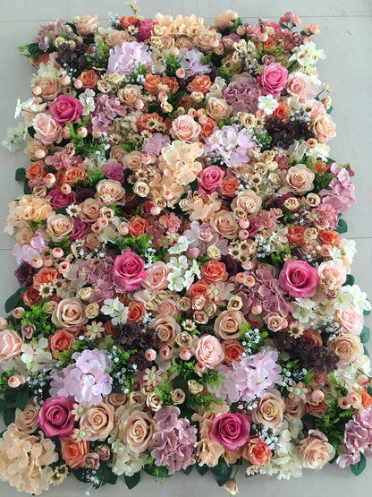 Romantic Fake Flower Wall for Wedding Photography Backdrop Simulation Rose for Special Event Party Decor Panel 15.75x23.62inch