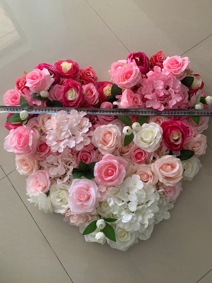 60cm Heart Fake Floral Wall Backdrop Panel for Wedding Arrangement Bridal Shower Event Salon Party Photography Accept Customize Colours