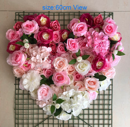 60cm Heart Fake Floral Wall Backdrop Panel for Wedding Arrangement Bridal Shower Event Salon Party Photography Accept Customize Colours