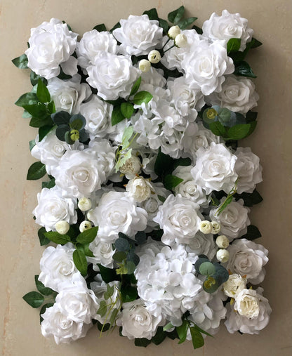 White Flower Wall for Wedding Photography Backdrop Artificial Simulation Rose Wall for Special Event Party Decor Panels 15.75&quot;x23.62&quot;