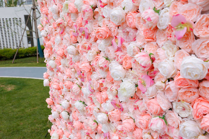 Champagne Pink Floral Wall For Wedding Arrangement Event Salon Party Photography Backdrop Fabric Rolling Up Curtain Fabric Cloth