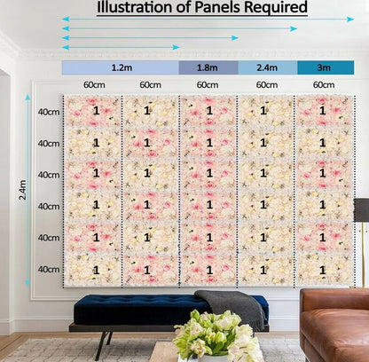 Simulation Flower Wall For Wedding Romantic Photography  Bridal Shower Baby Shower Salon Decor Floral Panels 15.74inch x23.62inch