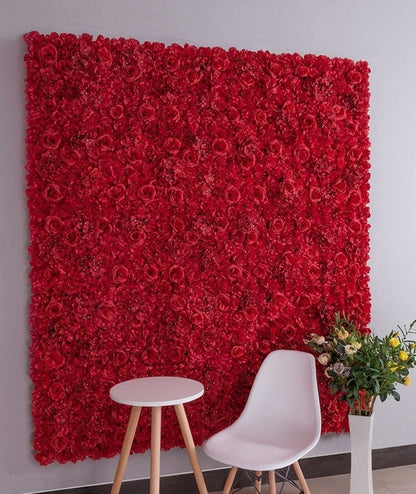 Rote Blumenwand für Hochzeit, romantische Fotografie-Hintergrund, Babyparty, besonderes Event-Arrangement, Blumenpaneele, 40 cm x 60 cm