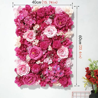 Heiße rosa Blumenwand, künstliche Blumentafel, Zuhause, Geschäft, Party, Urlaub, Wanddekoration, Fotografie-Hintergrund, Blumentafeln, 40 cm x 60 cm