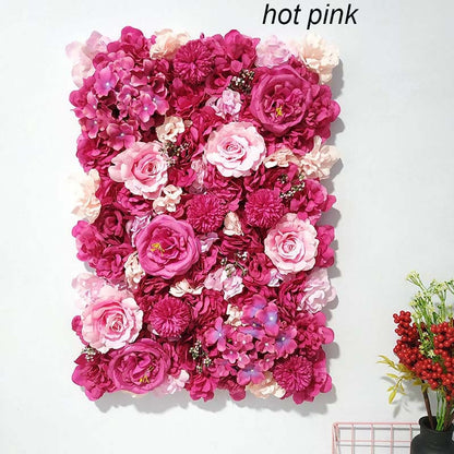 Hot Pink Flower Wall Artificial Flower Panel Home Shop Party Holiday Wall Decor Photography Backdrop Setting Floral Panels 40cmx60cm