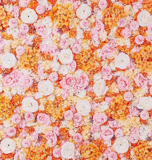 Candy Orange Flower Wall For Romantic Photography Backdrop Baby Shower Bridal Shower Home Decor Floral Panels 15.75X23.62inch