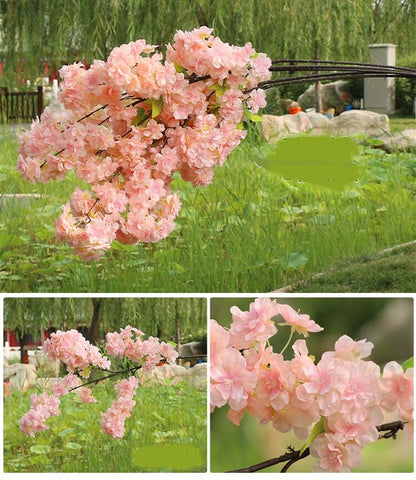 5 Stems Artificial Simulation Silk Cherry Blossom Wedding Party Home Decoration Fake Sakura Flowers  Lenght 1 m/39.37&quot;