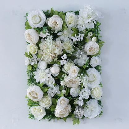 Ivory Flower Wall for Wedding Photography Backdrop Bridal Shower Special Event Party Arrangement Fake Floral Panels 15.75x23.62inch