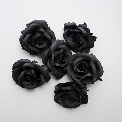 30Heads Black /White Wedding Flowers Artificial Simulation  Rose Camellia Heads DIY Home Party Decor Fake Florals Diam.8cm