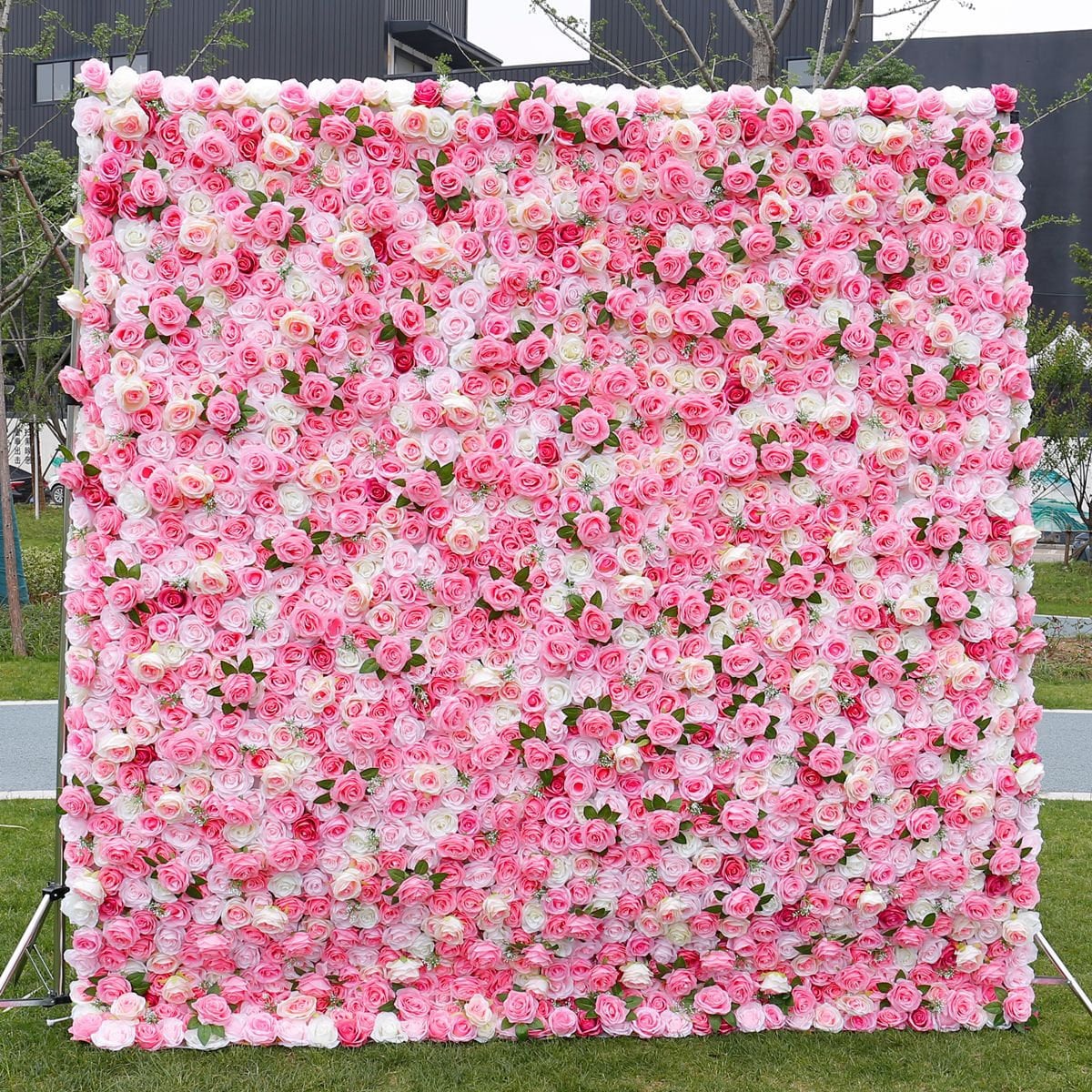 Pink Floral Wall For Wedding Arrangement Event Salon Party Photography Backdrop Fabric Rolling Up Curtain Fabric Cloth