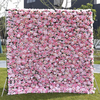 Beauty Pink Flower Wall For Wedding Arrangement Event Salon Party Photography Backdrop Fabric Rolling Up Curtain Fabric Cloth