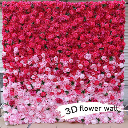 Gradual Hot Pink Flower Wall For Wedding Arrangement Event Salon Party Photography Backdrop Fabric Rolling Up Curtain Fabric Cloth