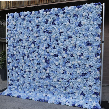 New Design Blue Floral Wall For Wedding Arrangement Event Salon Party Photography Backdrop Fabric Rolling Up Curtain Fabric Cloth