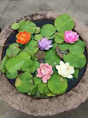 12 PCS Artificial PE Foam Lotus flowers Water Lily Floating Pool Mini Lotus Wedding Home Garden Decoration Fake Flowers