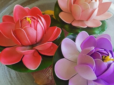 12 PCS Artificial PE Foam Lotus flowers Water Lily Floating Pool Mini Lotus Wedding Home Garden Decoration Fake Flowers