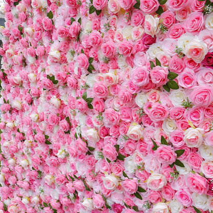 Pink Floral Wall For Wedding Arrangement Event Salon Party Photography Backdrop Fabric Rolling Up Curtain Fabric Cloth