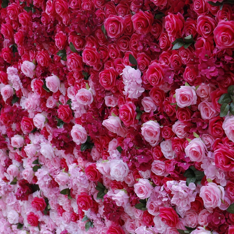 Gradual Hot Pink Flower Wall For Wedding Arrangement Event Salon Party Photography Backdrop Fabric Rolling Up Curtain Fabric Cloth