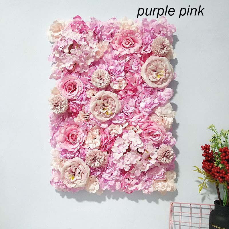 Candy Pink Purple Flower Wall For Romantic Photography Backdrop Baby Shower Bridal Shower Home Decor Floral Panels 15.75X23.62inch