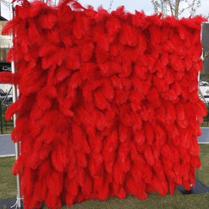 3D RED Feather Wall  On Cloth Fabric Wedding Party Photo Backdrop Bridal Shower Special Event Top Quality Easy Quick Assemble