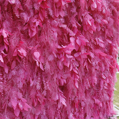 Hot Pink Misty Smog Pampas Flower Wall For Wedding Arrangement Event Salon Party Photography Backdrop Fabric Rolling Up Curtain Fabric Cloth