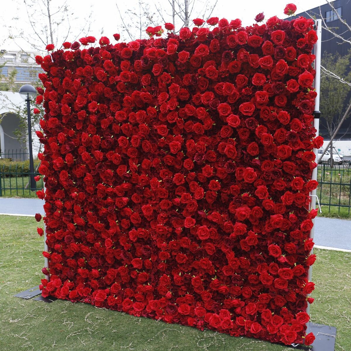 Full Red Flower Wall For Wedding Arrangement Event Salon Party Photography Backdrop Fabric Rolling Up Curtain Fabric Cloth