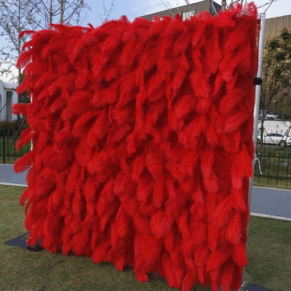 3D RED Feather Wall  On Cloth Fabric Wedding Party Photo Backdrop Bridal Shower Special Event Top Quality Easy Quick Assemble