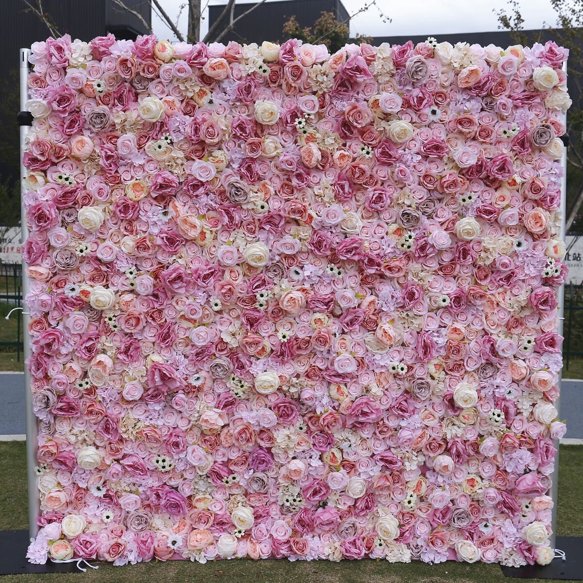 Pink Flower Wall For Wedding Arrangement Event Salon Party Photography Backdrop Fabric Rolling Up Curtain Fabric Cloth
