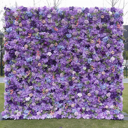 Romatic Violet Flower Wall For Wedding Arrangement Event Salon Party Photography Backdrop Fabric Rolling Up Curtain Fabric Cloth