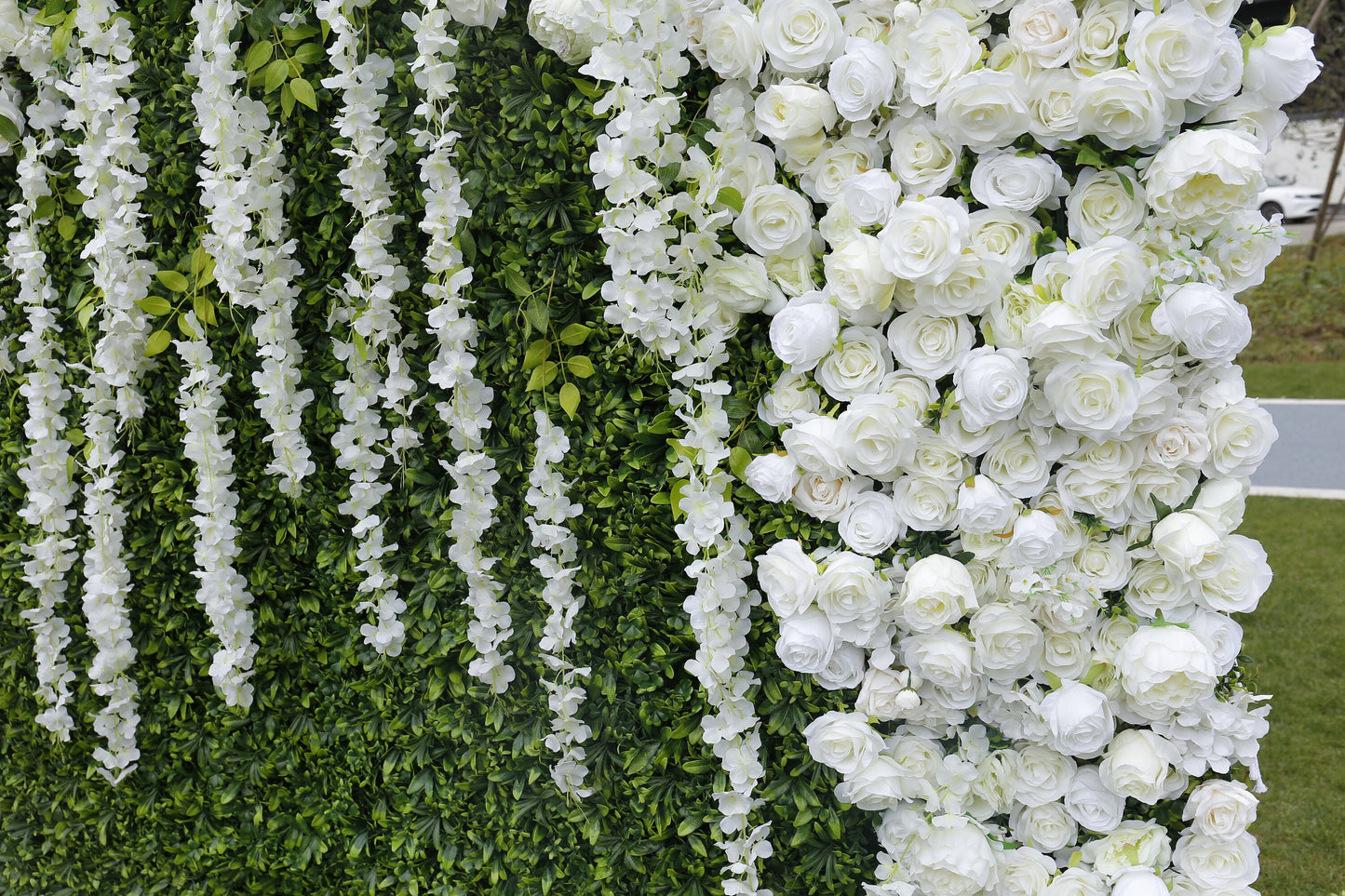 3D Vines Flower Wall Green Plants For Wedding Arrangement Event Salon Party Photography Backdrop Fabric Rolling Up Curtain Fabric Cloth